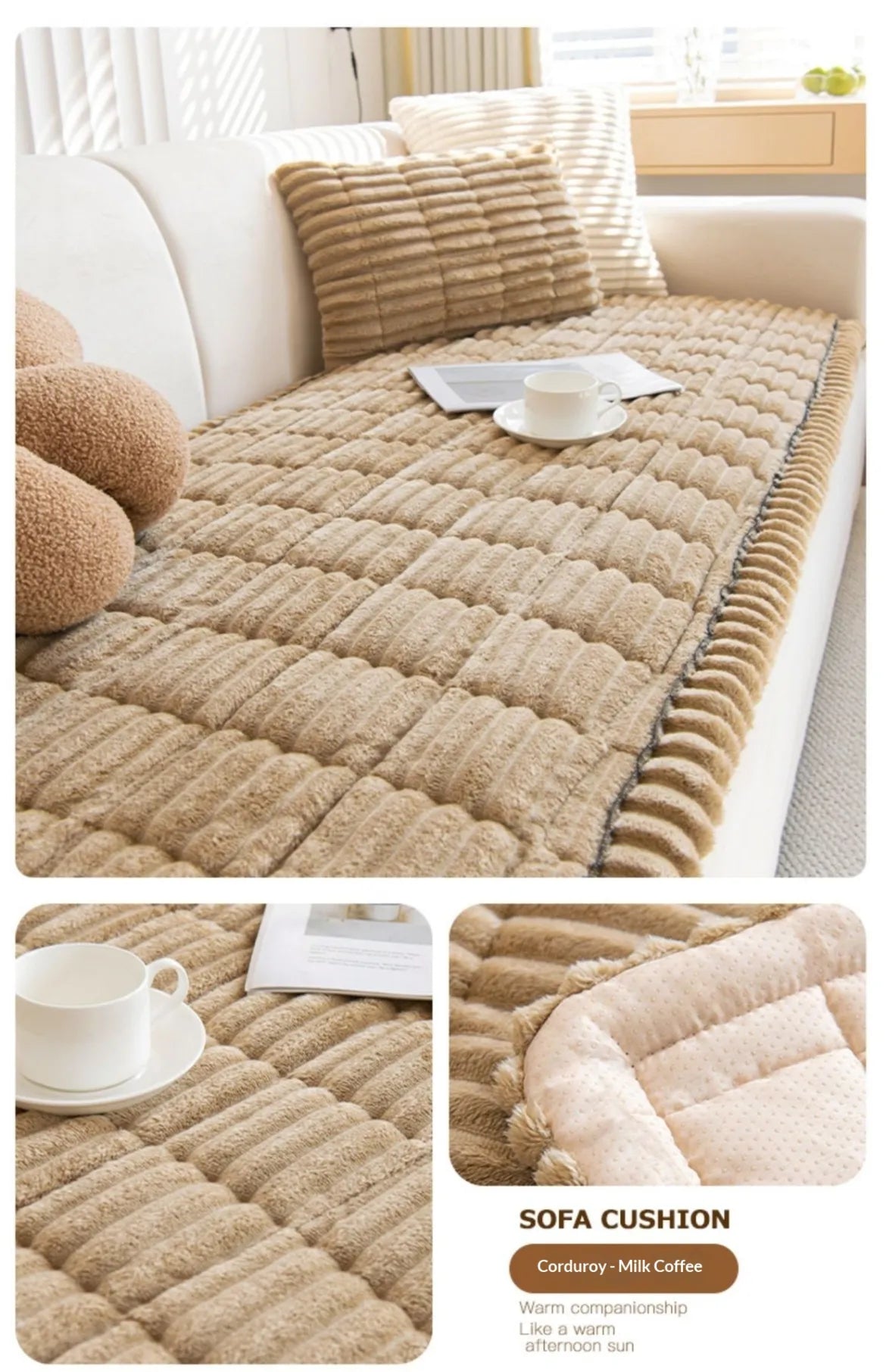 Plush Quilted Non Slip Pet Sofa Protector Cover