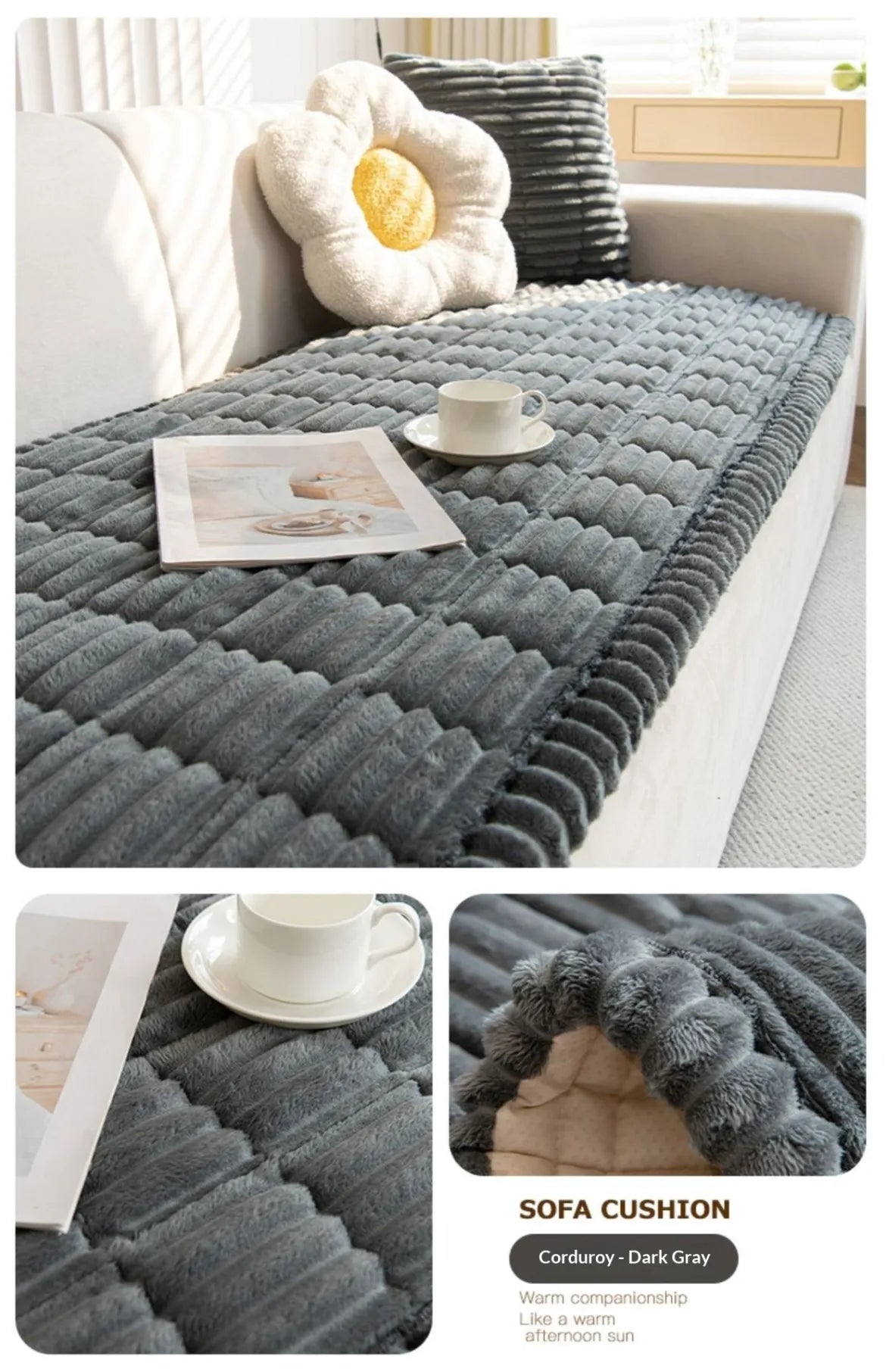 Plush Quilted Non Slip Pet Sofa Protector Cover