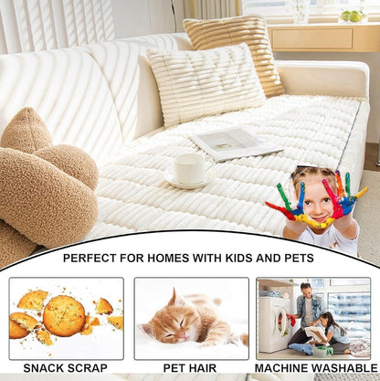 Plush Quilted Non Slip Pet Sofa Protector Cover