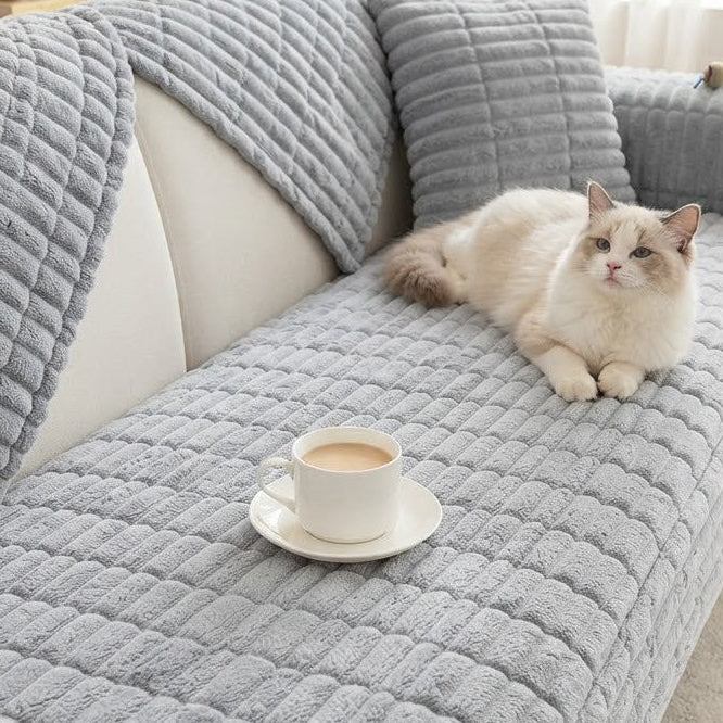 Plush Quilted Non Slip Pet Sofa Protector Cover