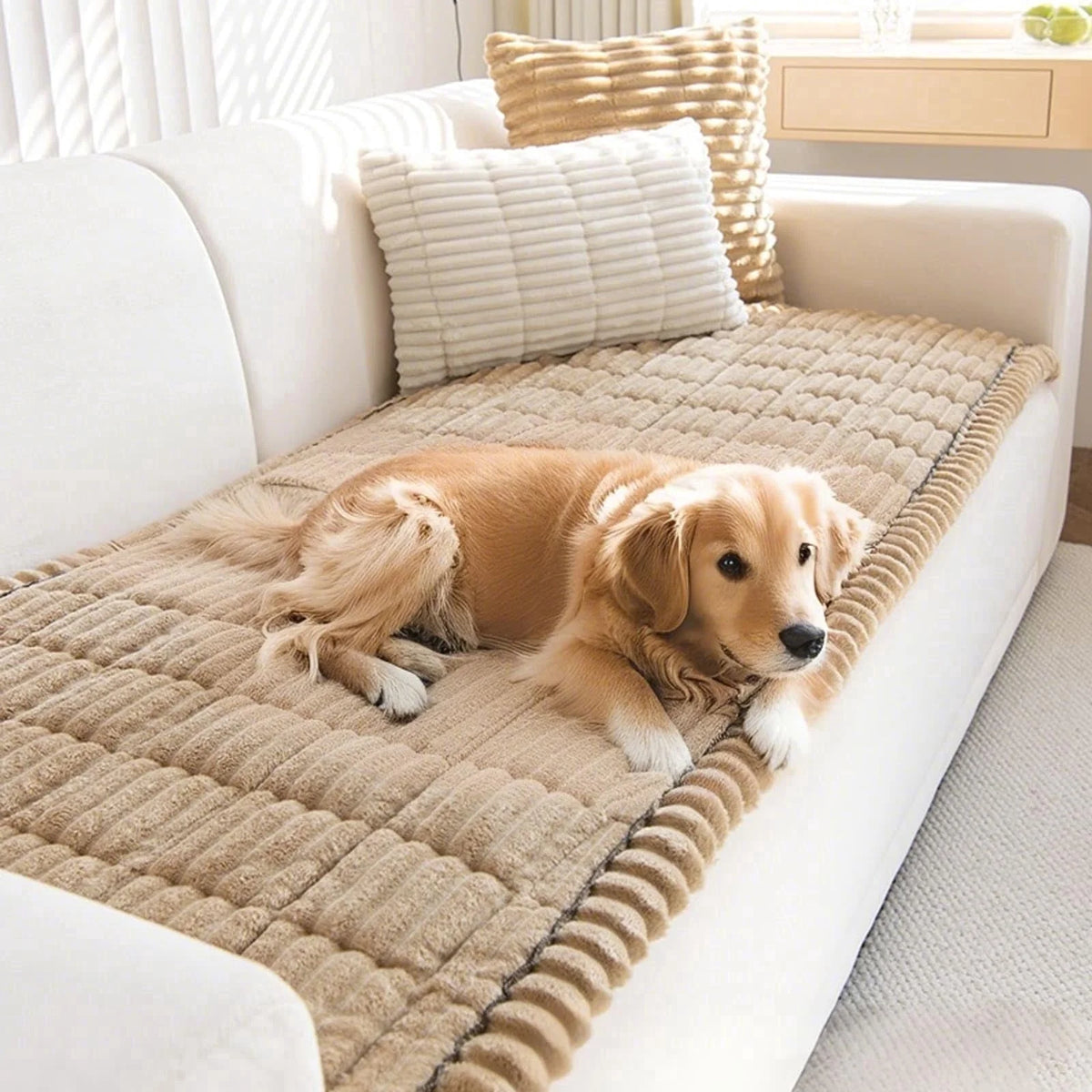 Plush Quilted Non Slip Pet Sofa Protector Cover